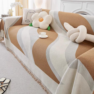 Smooth Fabric Sofa Cover with Clean Lines and Elegant Color Block Design for Any Room