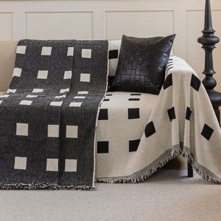 Checkered Onyx Reversible Comfort Sofa / Couch Cover -Final Sale