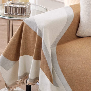 Smooth Fabric Sofa Cover with Clean Lines and Elegant Color Block Design for Any Room