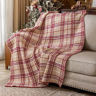 Classic Buffalo Plaid Sherpa Throw Red & White Checkered Design with Soft Lining for Cozy Comfort