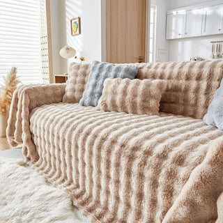 Cozy Faux Fur Ripple Sofa/Couch Cover