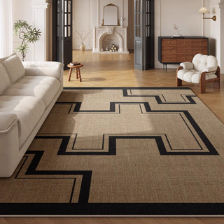 Easy Clean Rug Geometric Maze Spillproof Pet-Friendly Modern Living Room Area Rug