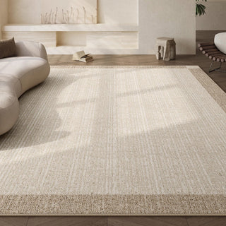 Easy Clean Rug Natural Texture Border Spillproof Pet-Friendly Minimalist Living Room Area Rug