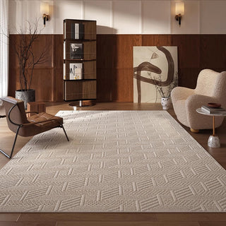 Easy Clean Rug Textured Geometric Minimalist Spillproof Pet Friendly Patterned Bedroom Living Room Area Rug