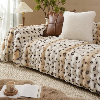 Luxe Leopard Warmth Faux Fur Sofa/Couch Cover