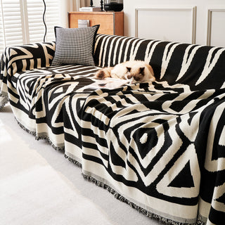 Non-Slip Geometric Pattern Plush Sofa Cover