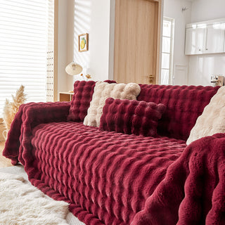 Cozy Faux Fur Ripple Sofa/Couch Cover