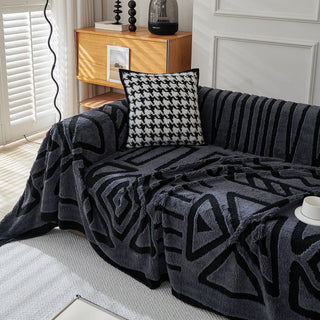 Geometric Pattern Plush Sofa Cover