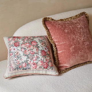 Blush Velvet Fringe Pillow Cover