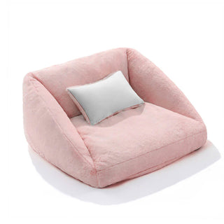 Large Plush Pink Double Dog Sofa Bed with Cushion