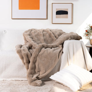 Plush Faux Rabbit Fur Throw Blanket