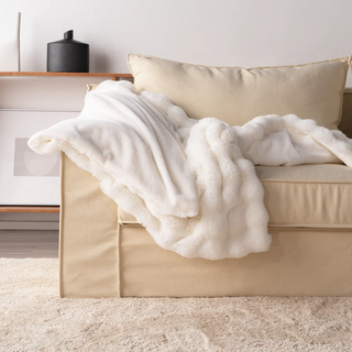 Plush Faux Rabbit Fur Throw Blanket