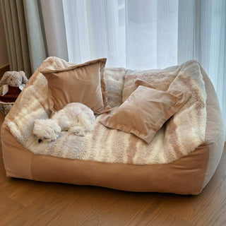 Fashion Color Block Polar Fleece Dog Sofa Bed