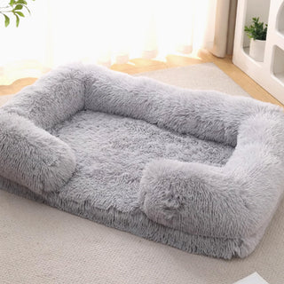 Long Plush - Square Surround Support Deep Sleep Dog Bed