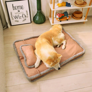 Luxurious Retro Faux Leather Deep Sleep Dog Bed with Pillow