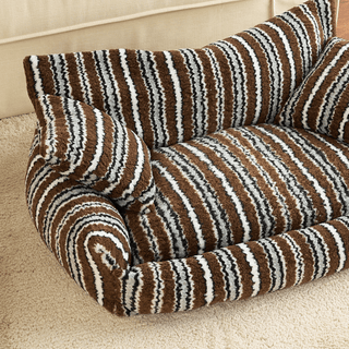 Monochrome Stripes Pet Sofa with Cushions