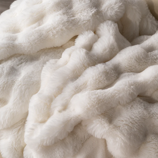 Plush Faux Rabbit Fur Throw Blanket