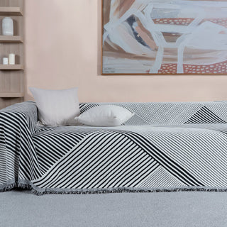 Black Geometric Reversible Comfort Sofa / Couch Cover