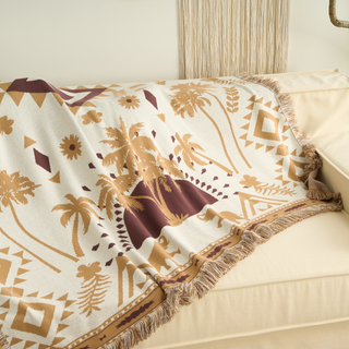 Aztec Boho Throw Blanket and Cushion Cover Set