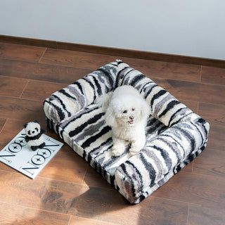 Chic Zebra-Pattern Large Warm Washable Orthopedic Dog & Cat Sofa Bed