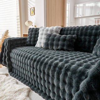 Cozy Faux Fur Ripple Sofa/Couch Cover