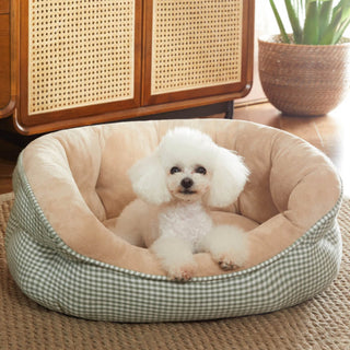 Extra Heightened Warm Surround Plaid Dog & Cat Bed