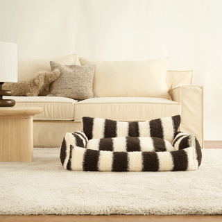 Plush Stripes Pet Sofa with Cushions