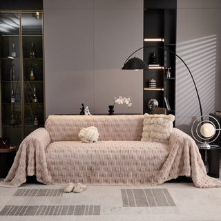 Ultra Plush Sofa Cover Neutral Nude Colors Timeless Luxurious Comfort and Cozy Design for Year-Round Style and Warmth
