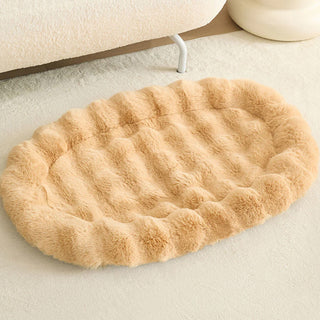 Elliptical Faux Rabbit Fur Sponge Support Multi-Functional Dog & Cat Mat