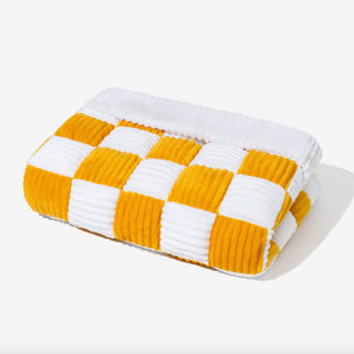 Cream Square Plaid Cozy Dog Mat Furniture Protector Cover