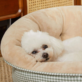 Extra Heightened Warm Surround Plaid Dog & Cat Bed