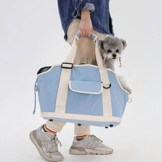 Lightweight Contrast Color Waterproof Multi-Function Dog & Cat Travel Tote Bag