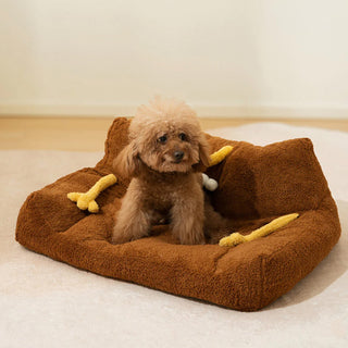 Soft Plush Monster Design Elevated Dog & Cat Sofa Bed