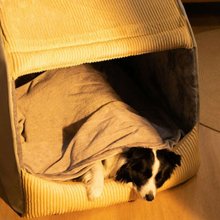 Warm Flannel Detachable Semi-Enclosed Large Dog Bed