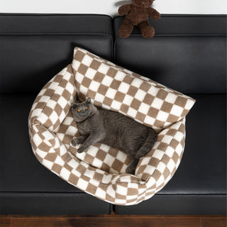 Stylish Checkerboard Warmth Removable Washable Dog Sofa Bed