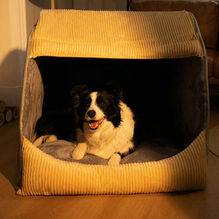 Warm Flannel Detachable Semi-Enclosed Large Dog Bed