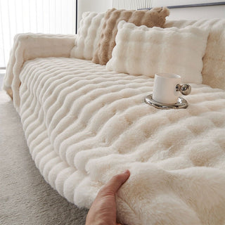 Plush Faux Rabbit Fur Sofa Cover