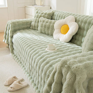 Plush Faux Rabbit Fur Sofa Cover