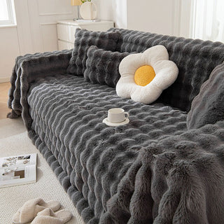 Plush Faux Rabbit Fur Sofa Cover