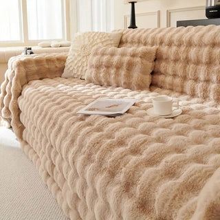 Plush Faux Rabbit Fur Sofa Cover