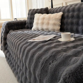 Plush Faux Rabbit Fur Sofa Cover